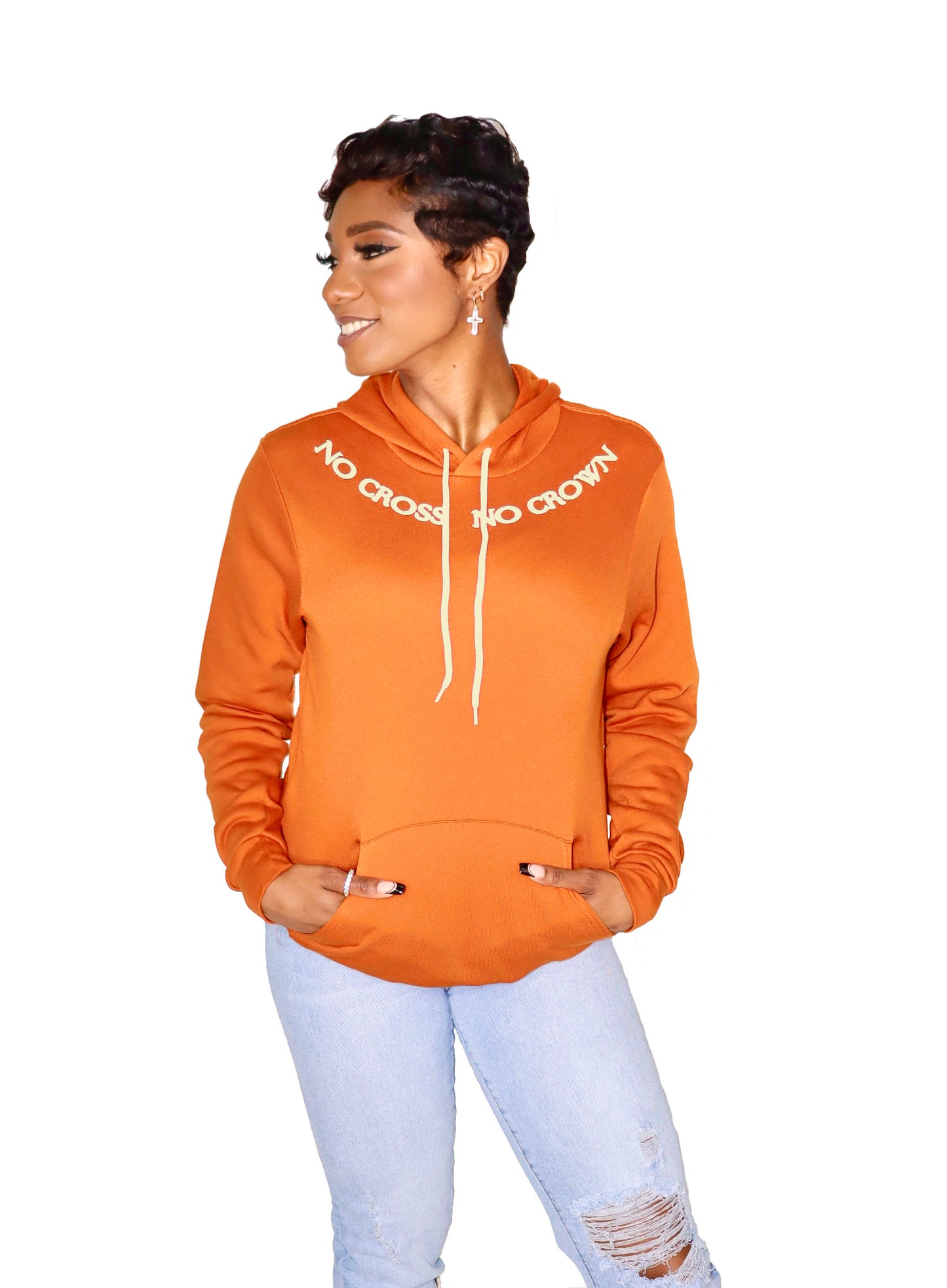 "Crown and Cross Logo" Hoodie - Autumn (Tan Print)