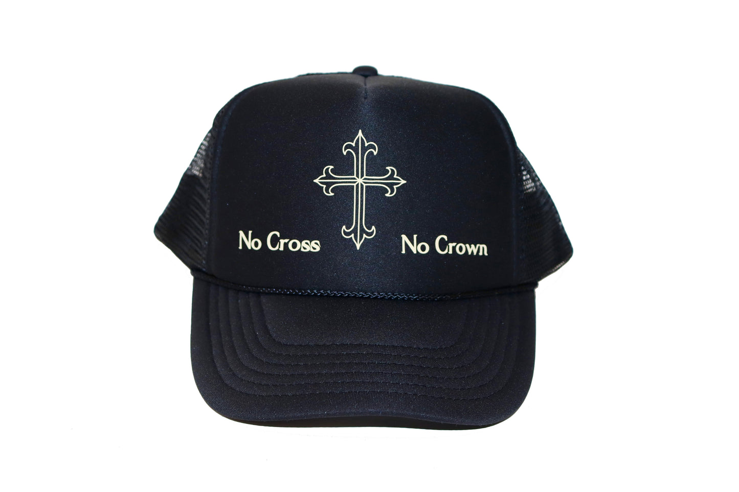 "Crown and Cross Logo" Trucker Hat - Black