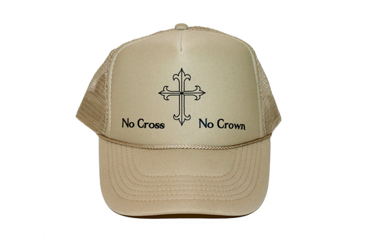 "Crown and Cross Logo" Trucker Hat - Khaki